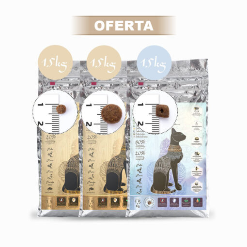 Pack prueba 3x1,5 kg piensos básicos KA para gatos