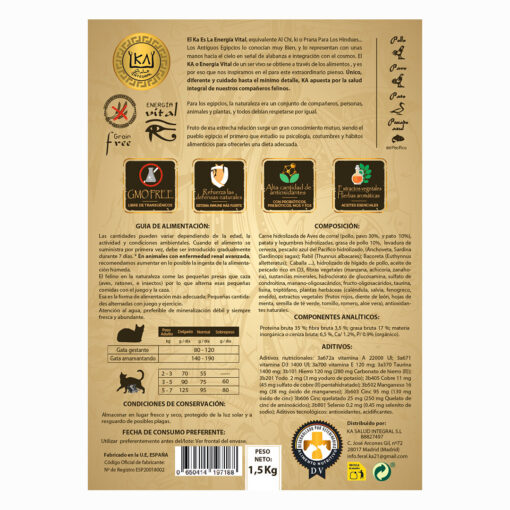 -10%Dto. PACK- 3UD | Pienso Ka hipoalergénico para gato Super Premium - 1,5kg CROQUETA MINI + NORMAL + PERFORADA