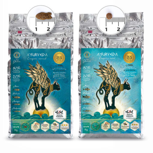 Formato croquetas mini pez pienso Ayurveda Only Fish Sin gluten gatos