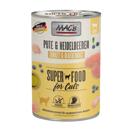 MAC’s Gatos Comida Húmeda Pavo y Arándanos Azules 400gr