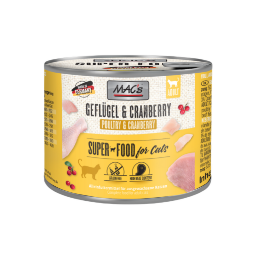 MAC's Gatos Comida Húmeda Ave de Corral y Arándanos Rojos 200gr