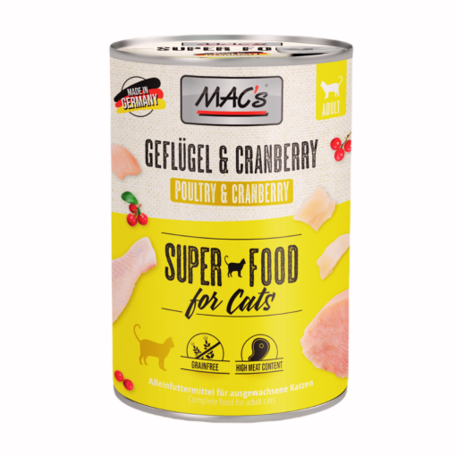MAC's Gatos Comida Húmeda Ave de Corral y Arándanos Rojos 400gr